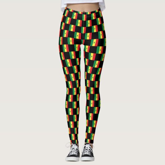 Muster für überprüfte senegalesische Flagge Leggings (Vorderseite)