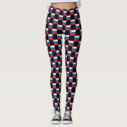 Muster für überprüfte slowenische Flagge Leggings (Vorderseite)