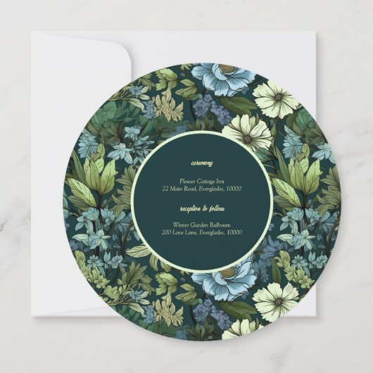 Muster für Viktorianische blaue und grüne Wildblum Einladung (Rückseite)