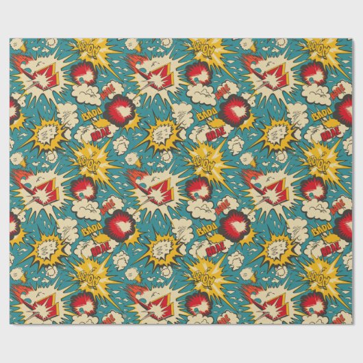 Muster für Vintage Comicen Geschenkpapier (Flach)