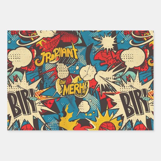 Muster für Vintage Comicen Geschenkpapier Set (Vorderseite 2)