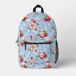 Muster für Vintage Erdbeeren und Blume Bedruckter Rucksack