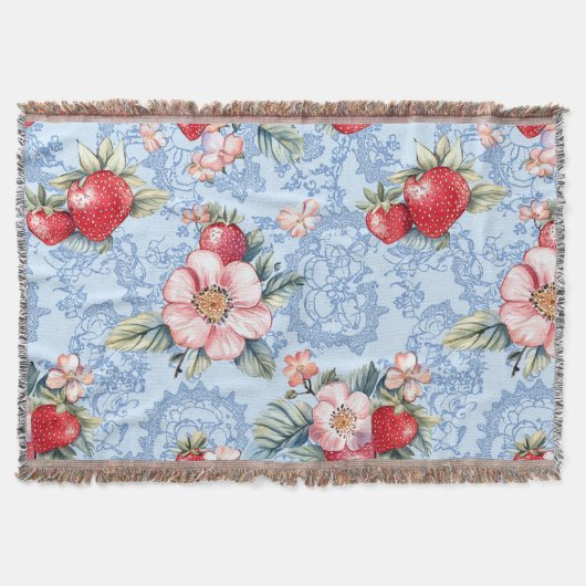 Muster für Vintage Erdbeeren und Blume Decke (Vorderseite)