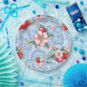 Muster für Vintage Erdbeeren und Blume Pappteller (Party)