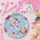 Muster für Vintage Erdbeeren und Blume Pappteller (Party)