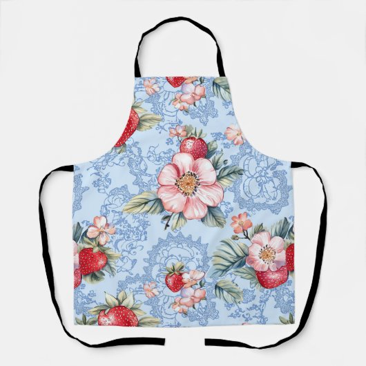 Muster für Vintage Erdbeeren und Blume Schürze (Vorderseite)