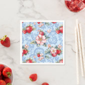 Muster für Vintage Erdbeeren und Blume Serviette (Beispiel)