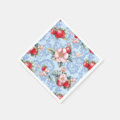 Muster für Vintage Erdbeeren und Blume Serviette (Ecke)