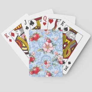 Muster für Vintage Erdbeeren und Blume Spielkarten