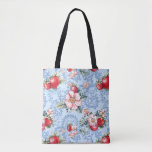 Muster für Vintage Erdbeeren und Blume Tasche