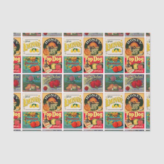 Muster für Vintage Fruchtkennzeichnung Seidenpapier (Vorderseite)