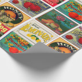 Muster für Vintage Fruchtkennzeichnungen Geschenkpapier (Ecke)