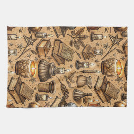 Muster für Vintage Hexerei und Kerzen (2) Geschirrtuch