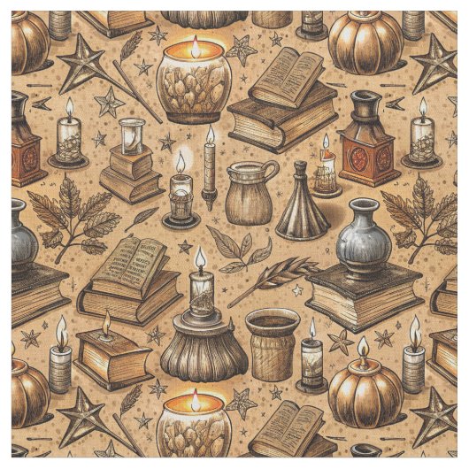 Muster für Vintage Hexerei und Kerzen (2) Stoff (Nahaufnahme)
