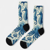 Muster für Vintage Meereswelt Socken (Linkes Detail)