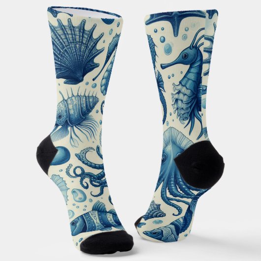 Muster für Vintage Meereswelt Socken (Gewinkelt)