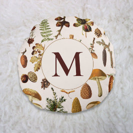 Muster für Vintage Pinienwälder in Monogramm Rundes Kissen