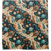 Muster für Vintage Raumfahrzeug-Raketenschiffe - K Duschvorhang (Vorderseite)