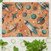 Muster für Vintage Raumfahrzeug-Raketenschiffe - K Geschirrtuch (Gefaltet)