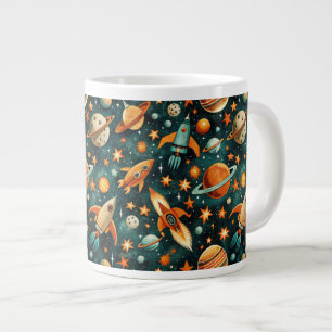 Muster für Vintage Raumfahrzeug-Raketenschiffe - K Jumbo-Tasse