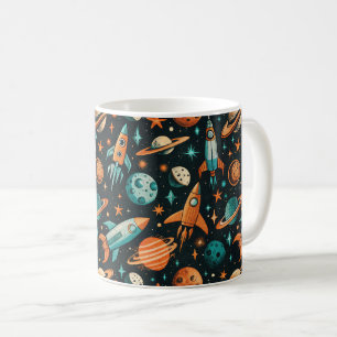 Muster für Vintage Raumfahrzeug-Raketenschiffe - K Kaffeetasse