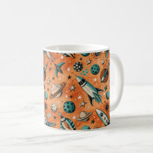 Muster für Vintage Raumfahrzeug-Raketenschiffe - K Kaffeetasse