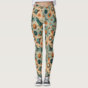 Muster für Vintage Raumfahrzeug-Raketenschiffe - K Leggings