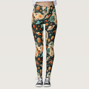 Muster für Vintage Raumfahrzeug-Raketenschiffe - K Leggings