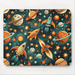 Muster für Vintage Raumfahrzeug-Raketenschiffe - K Mousepad