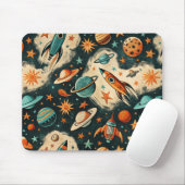 Muster für Vintage Raumfahrzeug-Raketenschiffe - K Mousepad (Mit Mouse)