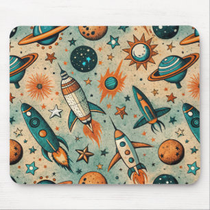 Muster für Vintage Raumfahrzeug-Raketenschiffe - K Mousepad