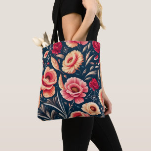 Muster für Vintage Rosa, Orange und Rote Blume Tasche