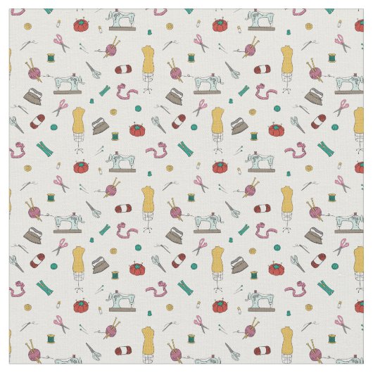 Muster für Vintage Schneide- und Nähwerkzeuge Stoff (Nahaufnahme)