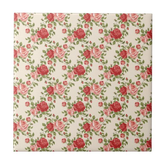Muster für Vintage Shabby Chic-Rose Fliese (Vorderseite)