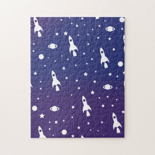 Muster für Vintage Weltraumraketen Puzzle (Vertikal)