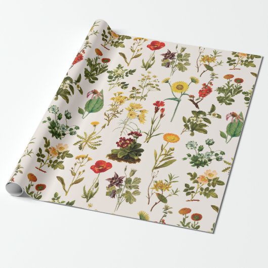 Muster für Vintage Wildblume Geschenkpapier (Ungerollt)