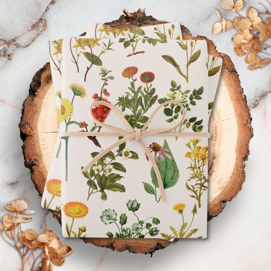 Muster für Vintage Wildblume Geschenkpapier Set
