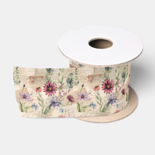 Muster für Vintage Wildblume Satinband