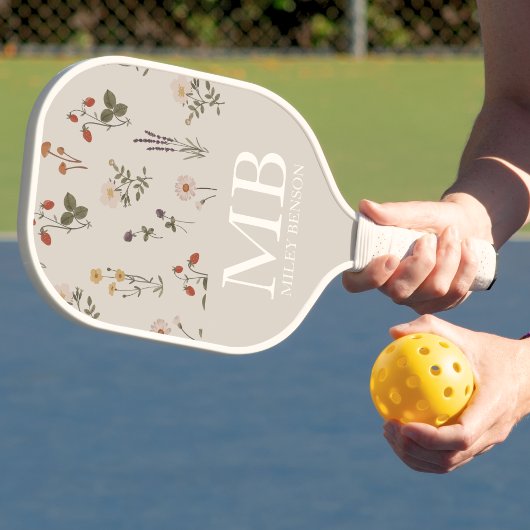 Muster für Vintage Wildblumen Pickleball Schläger