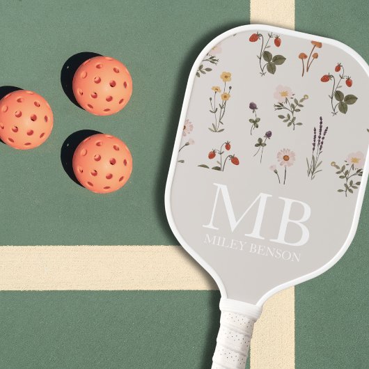 Muster für Vintage Wildblumen Pickleball Schläger
