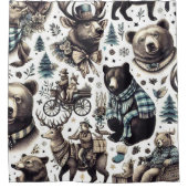 Muster für Vintage Wintertiere Duschvorhang (Vorderseite)
