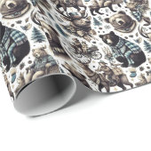 Muster für Vintage Wintertiere Geschenkpapier (Rolleneckpunkt)