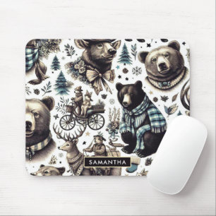 Muster für Vintage Wintertiere Mousepad