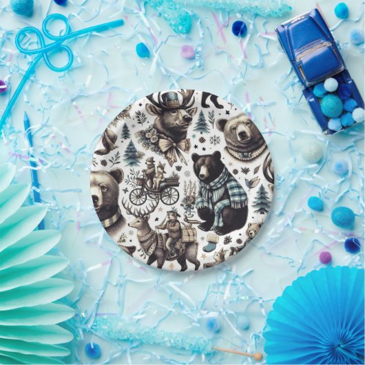 Muster für Vintage Wintertiere Pappteller (Party)