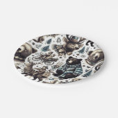 Muster für Vintage Wintertiere Pappteller (Schrägansicht)