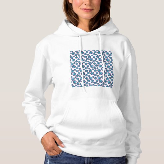 Muster für Violet Blue Flowers Hoodie (Vorderseite)