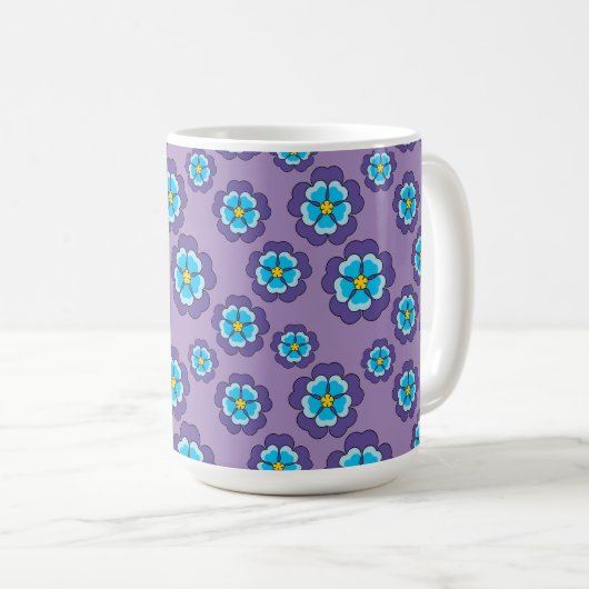 Muster für Violet Blue Flowers Kaffeetasse (VorderseiteRechts)