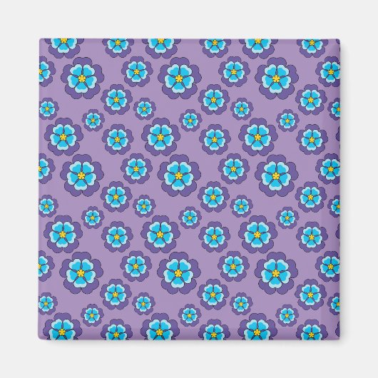 Muster für Violet Blue Flowers Magnet (Vorne)