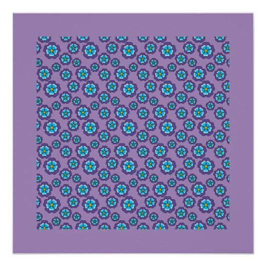 Muster für Violet Blue Flowers Poster (Vorderseite)