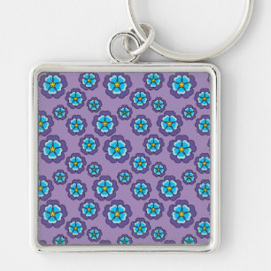 Muster für Violet Blue Flowers Schlüsselanhänger